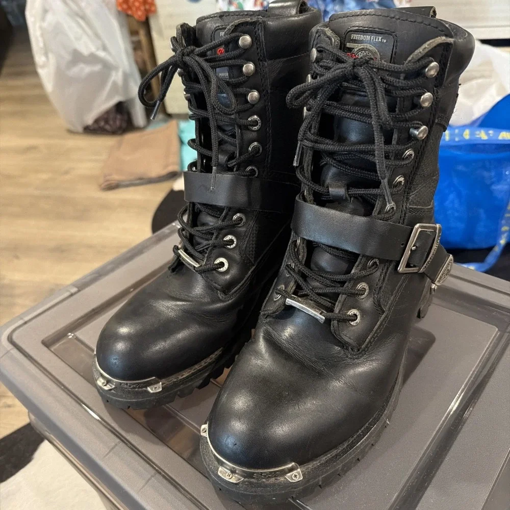 Milwaukee Freedom Flex‎ Leather Motorcycle Boots Performance Footwear Mens 10D